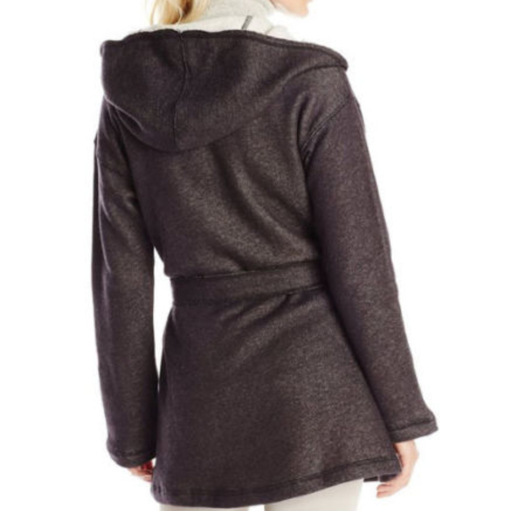 NWT SANCTUARY Hooded Gray Fleece Wrap Jacket Sz L - Picture 3 of 7